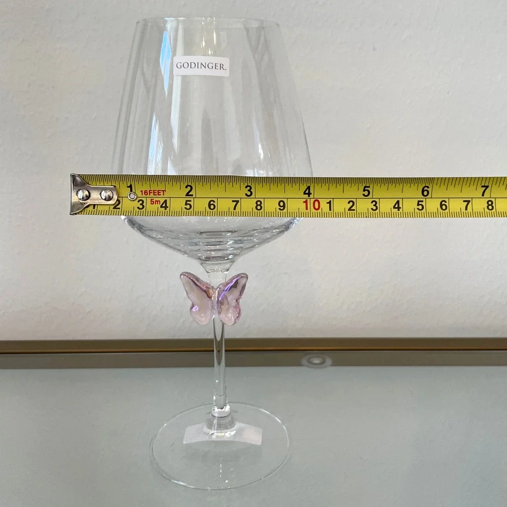 NEW Godinger Pink Butterfly Wine Glass Chic Barware